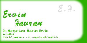 ervin havran business card